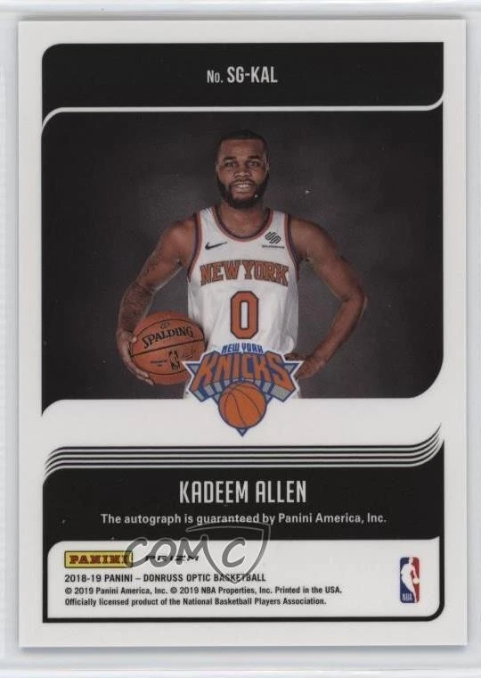 2018-19 Panini Donruss Optic Signature Series Purple Prizm Kadeem Allen Auto - Image 2 of 2