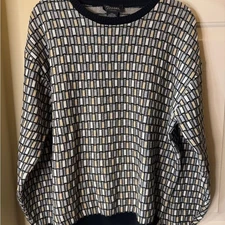 Tosani Vintage  Men's Black and White Crewneck Sweater Size Medium