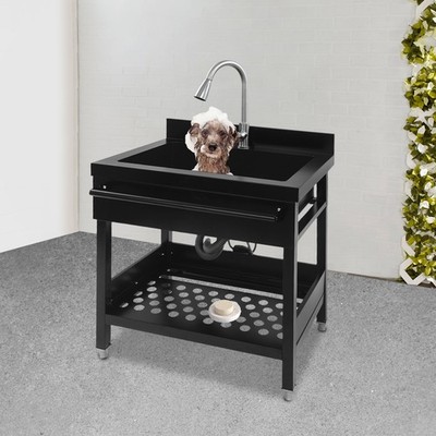 Stainless Steel Sink Heavy Duty Laundry Sink w/ Faucet Freestanding Kitchen Sink