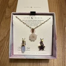 Luna Norte Mix And Match Charm Necklace Rose Quartz Blue Lace Agate Amethyst 