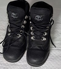 Timberland Jr. Field Boots Black Leather Size 4 Kids/womens 5.5. Lug Sole 15906