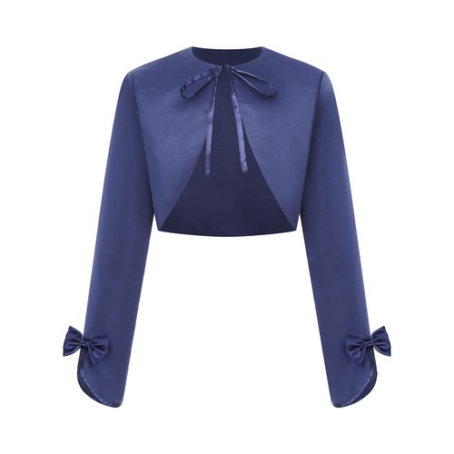 Girls Bolero Shrug Elegant Cardigan Performance Top Lace-up Jacket Open Front - Picture 10 of 29