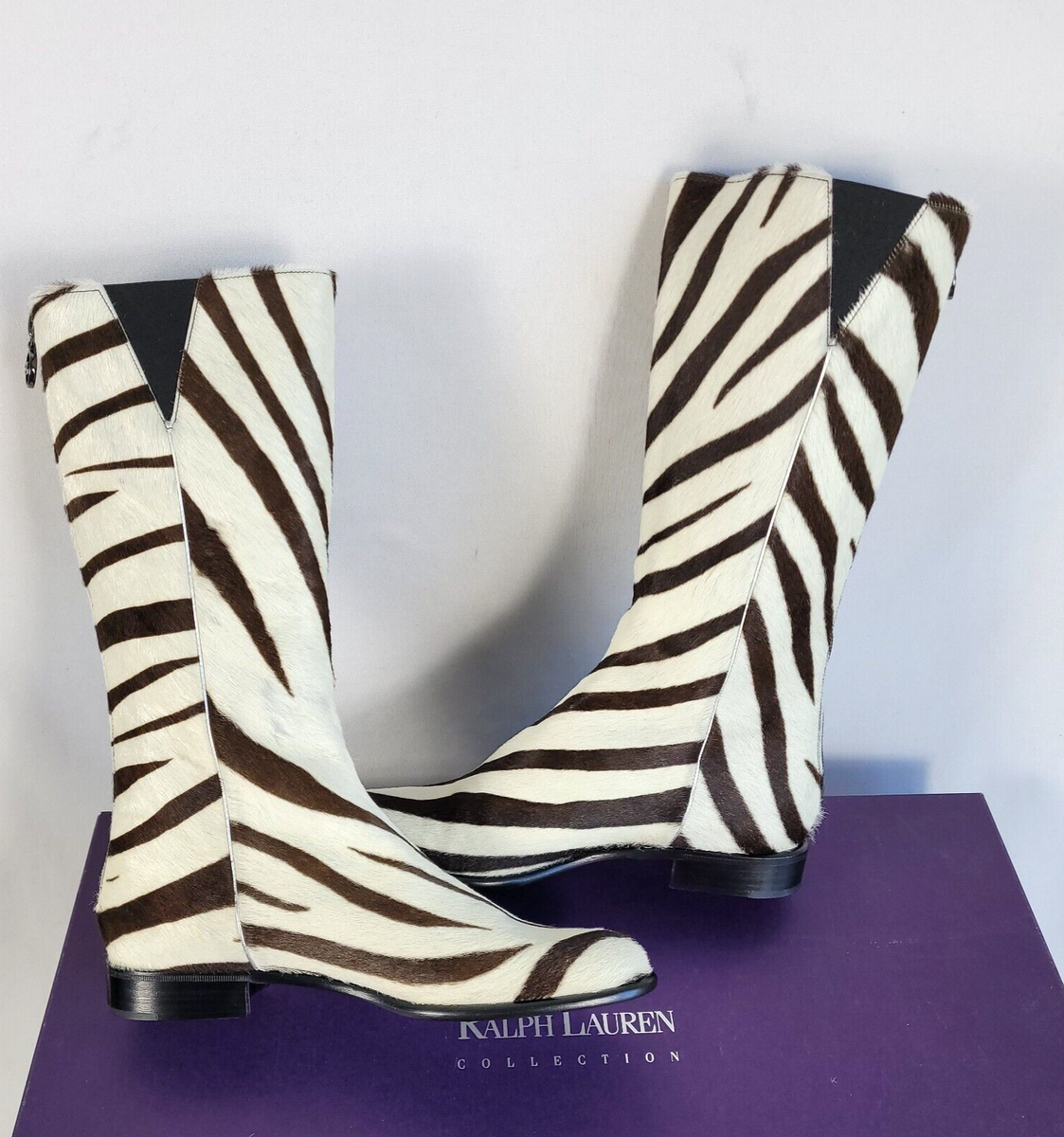 Ralph Lauren Purple Label Calf Hair Zebra Pony Brown White