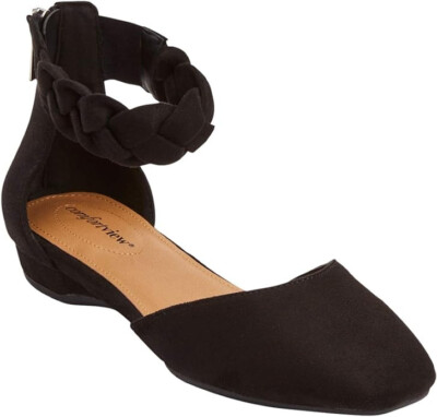 Comfortview Rayna Flat Sandals Ankle Strap Women's Black Wide