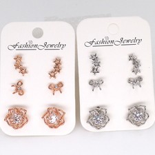 3 Pairs/Set Fashion Rose Style Women Earrings Stud Earrings Jewelry Gift