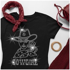 Cowgirl Rhinestone Ladies t shirt - Farmgirl Line Dancing - Any Size 6-26