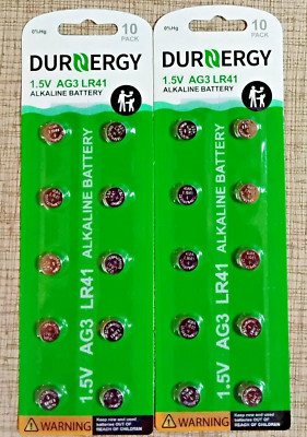AG 3 Batteries 20  Pieces 392 /LR41 by Durnergy FREE SHIPPING Exp Dec -2027