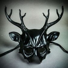 Black Devil Demon Deer Horn Party Masquerade Mask Halloween Cosplay Costume