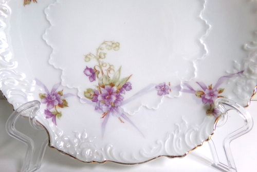Antique Hermann OHME Eglantine Porcelain Scalloped Serving Bowl Germany Set of 3 - Picture 17 of 23