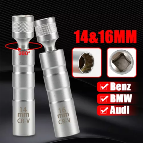 14/16mm Universal Thin Wall Joint Spark Plug Socket Magnetic Wrench Removal Tool - Picture 4 of 20