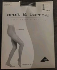 Croft & Barrow Kohls Hosiery Control Top Lycra Sheer MED/TALL Black Pantyhose