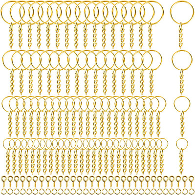 Key Ring with Chain, 360PCS Gold Keychain Rings with Jump Rings and Screw Eye