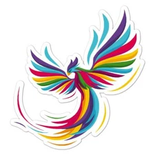 Rainbow Phoenix, Vinyl Decal Sticker, Indoor Outdoor, 3 Sizes, #8032