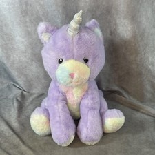 FAO Schwarz Glow Brights Kittycorn Plush Lights Sounds Purple Unicorn Cat Purrs