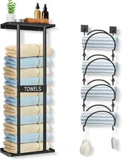 2 Pack Bathroom Towel Towels Racks For Holder Wall Mounted Rolled Black