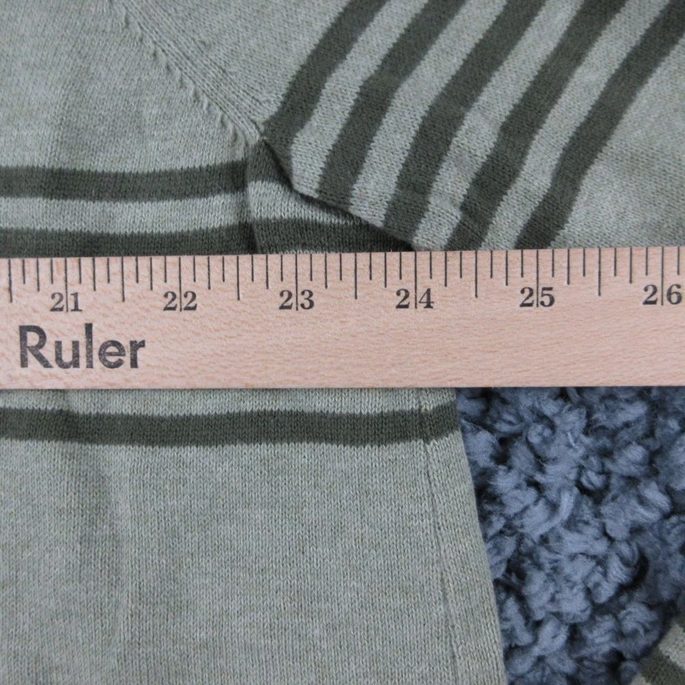 Jeanne Pierre рубашка женщин 2 X зеленая полоса туника лодка воротник длинным рукавом вязаный - Изображение 4 из 4