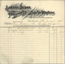 1895 Rochester New York (NY) Receipt Samuel Sloan,Plumber supplies Theo Perkins