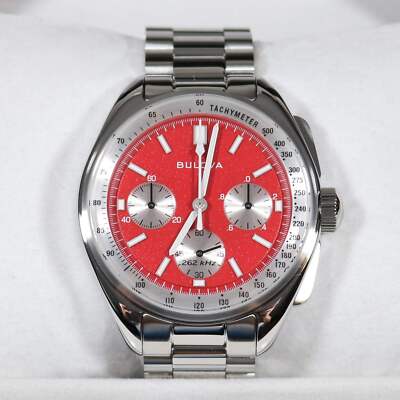 Bulova Lunar Pilot Red Dial Men's Chronograph Stainless Steel