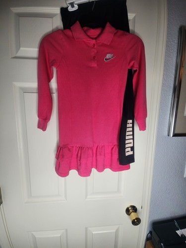 Girl's 6-8 years Lot of 2 Pieces Dress Pink Nike& Pants Puma Black - Picture 2 of 12