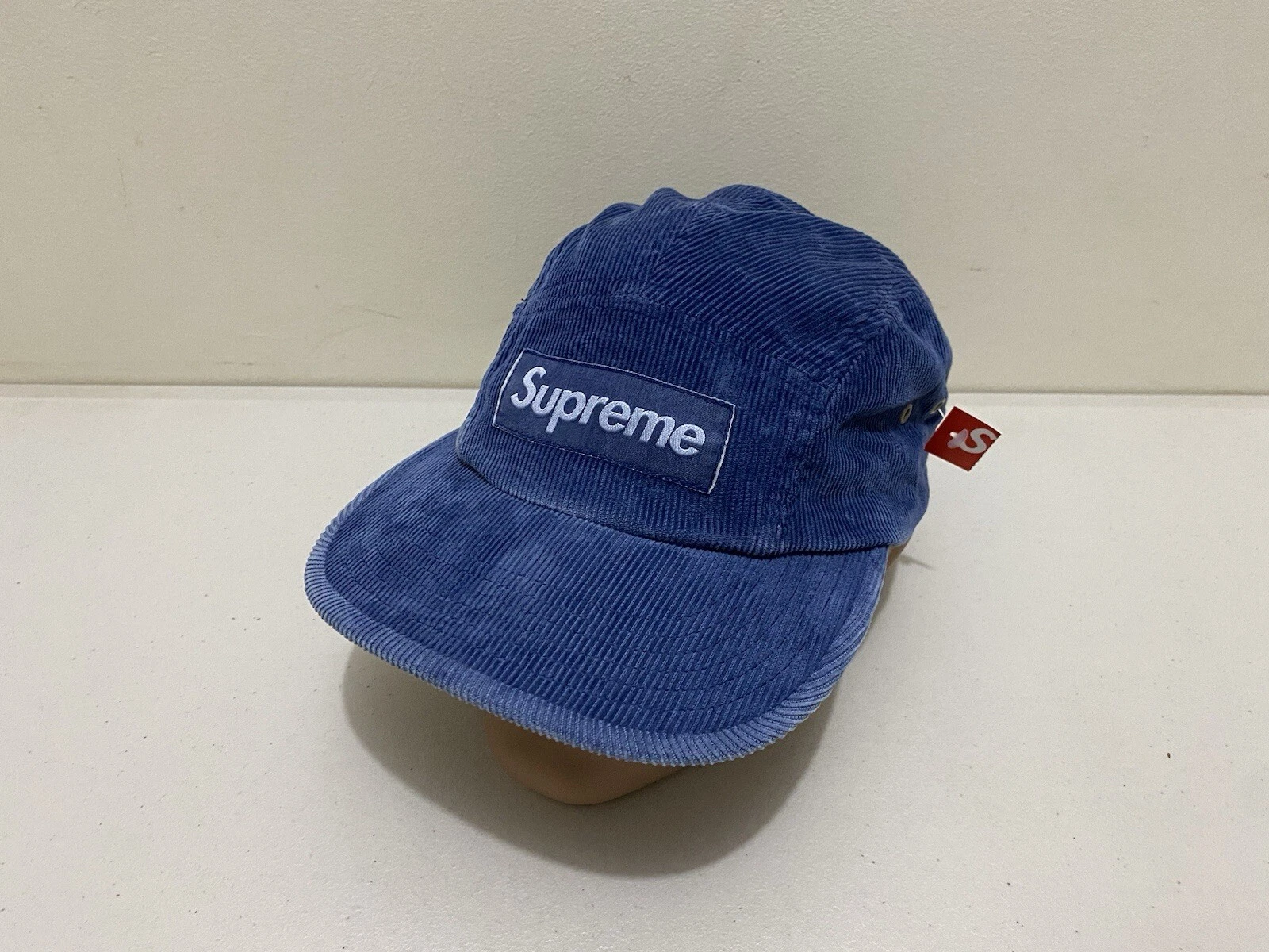 Supreme Mens Corduroy Pocket Camp Cap Hat One Size New Box Logo 5 Panel Blue