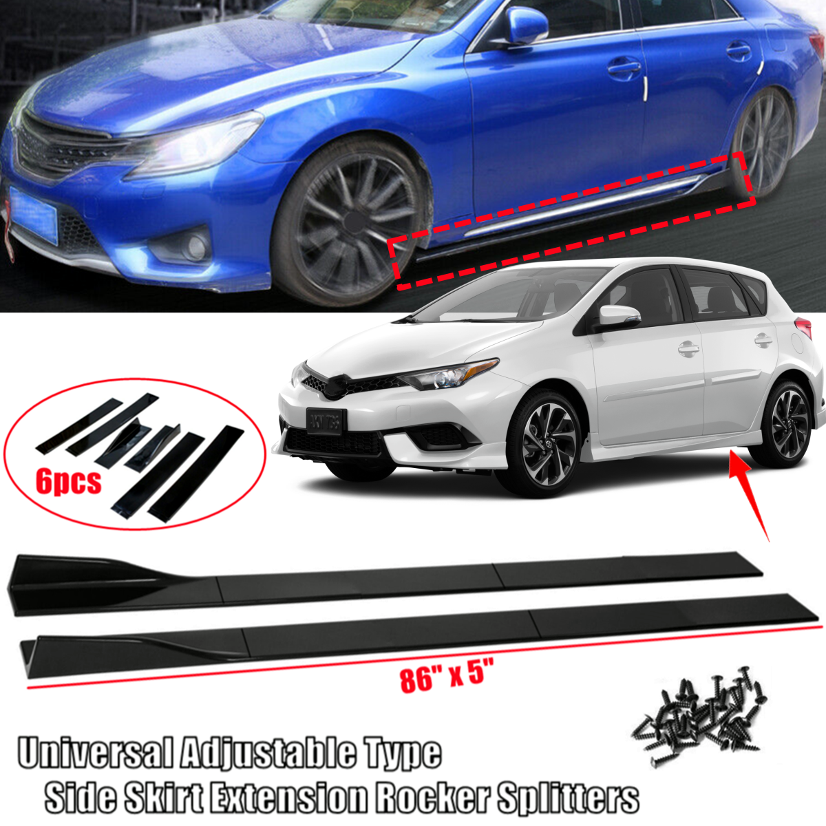 Zijskirts Skoda Octavia RS (NX) Rieger Glanzend zwart | 000882523