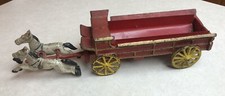 Antique Cast Iron 2 horse drawn wagon 14