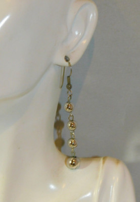 Cascade Dangle Silver tone Ball Bead Pierced hook Earrings 8g 27 | eBay