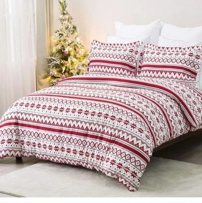 Weihnachten Festlich Reißverschluss Bettbezug Set + 2 Kissenbezüge - King Size