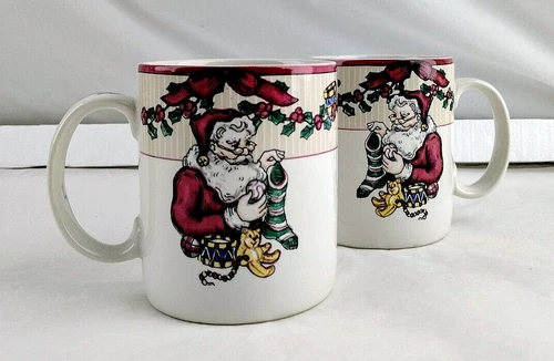 FITZ & FLOYD Santa’s List 1994 Stoneware Cup / Mug - Coffee Tea Cocoa - EUC
