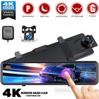 TOGUARD 12" GPS Mirror Dash Cam 4K + 1080P Front Rear Car Camera Night Vision