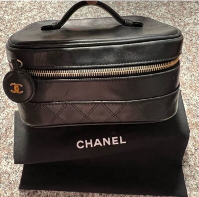 CHANEL Handbag Make bag  Vanity bag  lambskin black Women vintage W Card