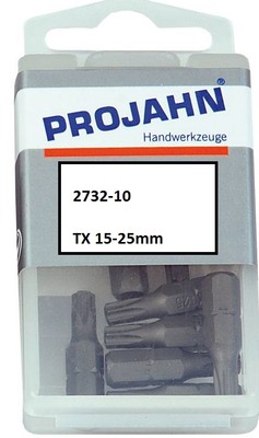 10 Stück 1/4 Bit Projahn Torx-BIT 15 - 25 mm lang TX 10