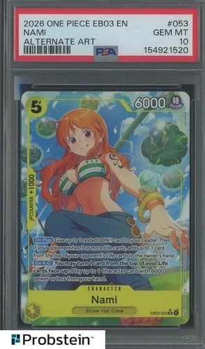 2026 One Piece EB03 EN Alternate Art #053 Nami PSA 10 GEM MINT