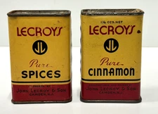 Vintage Advertising Lecroy's Cinnamon & all spice cardboard tins collectible