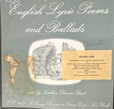 Folkways English Lyric Poems Ballads Spoken Word LP Kathleen Danson Read FP 98/2
