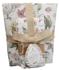 ENVOGUE   Easter Tablecloth 60”x84” & 6 Napkin Set 7 Piece Bunny Rabbit Spring