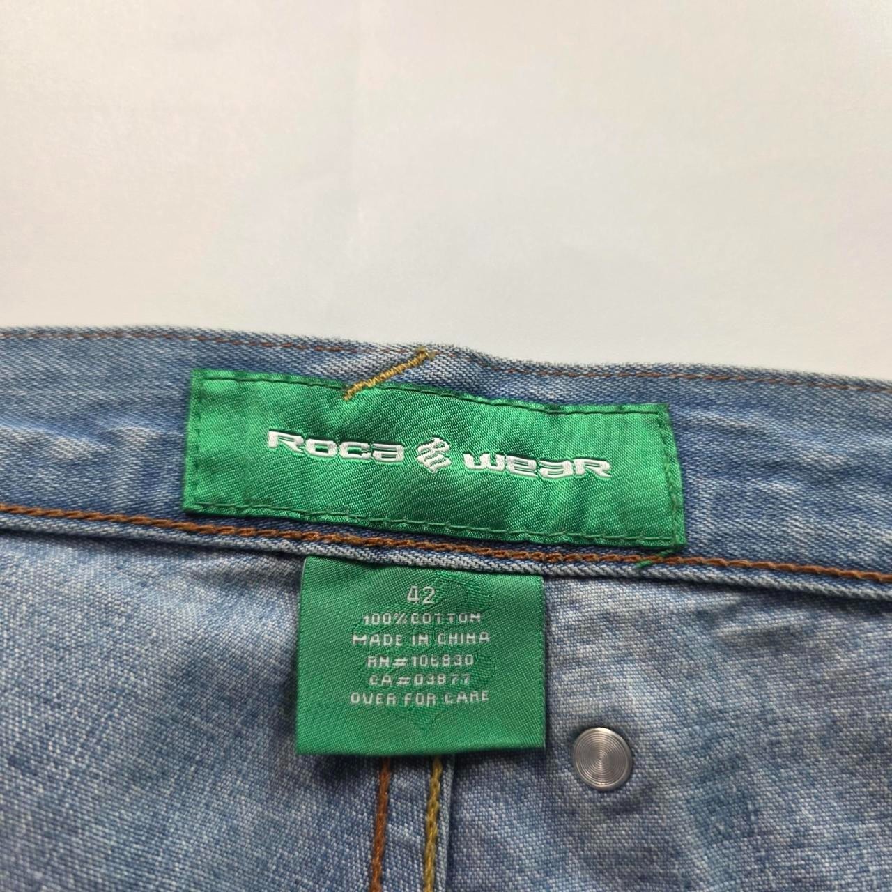 3190 2000s Y2K Rocawear Blue Baggy Skater Hiphop Jorts Denim Shorts W42 image 6