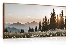 Forest Sunlight Landscape Framed Canvas Wall Art Set,Nature Mountain Pine Tre...