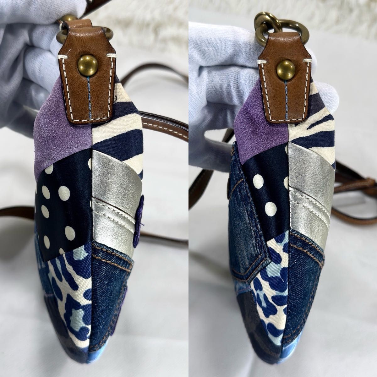 Excellent Condition COACH Patchwork Shoulder Half… - image 4