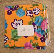 Vintage Spilkes Screen Printed Polyester Fabric 60s Groovy Floral 60" × 135"