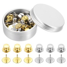 30Pcs Metal Locking Pin Backs, Locking Pin Keepers Locking Clasp, Gold, Silver