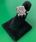 Vintage Signed 925 Thailand Sterling Silver Marcasite Obsidian Dangles Ring 7.25 — photo 1