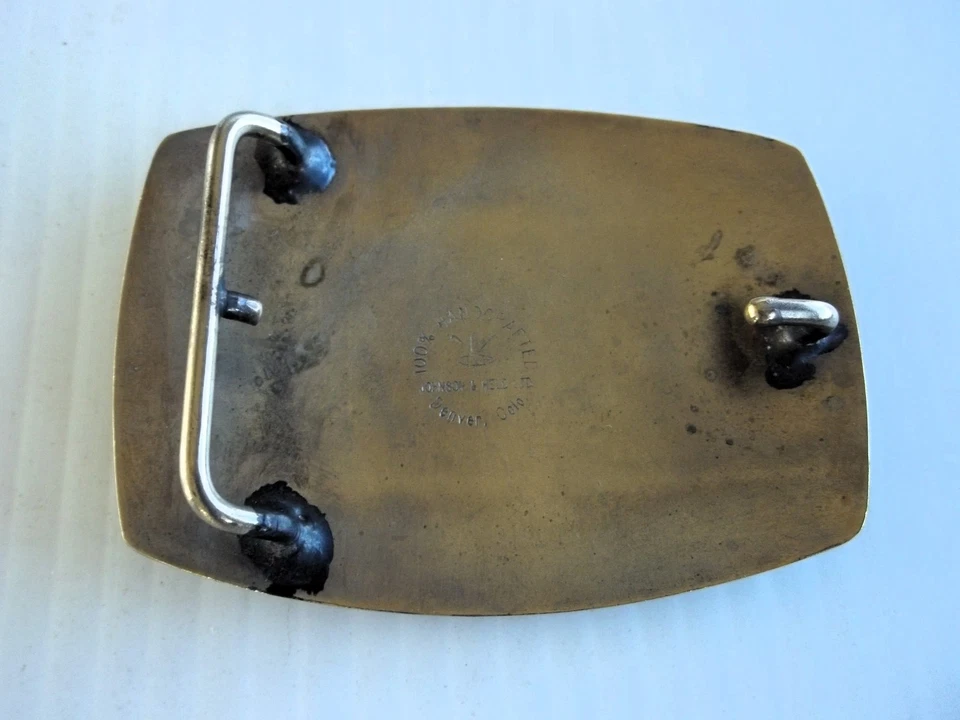 De colección Johnson & Held Hebilla de Cinturón Águila Plateada Incrustación Negra Vaquero Western ¡BONITO! Foto 4 de 4