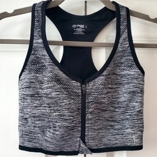 Zip Sports Bra Danskin Now size L gray  black zip closure