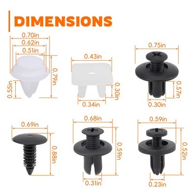 150pc Set Plastic Rivets Fender Bumper Push Pin Clips for Dodge