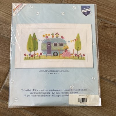 New Vervaco Counted Cross Stitch Kit ''Caravan Holiday '' 14.4'' x 7.2''