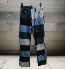 Ragged Patchwork Blue Jeans 26 Straight Leg Hippie Boho Streetwear Festival EC