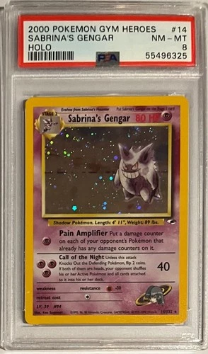 2000 Pokemon Gym Heroes Sabrina's Gengar #14 Holo PSA 8