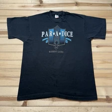 Vintage 90s Par A Dice Riverboat Casino Faded Black Single Stitch Shirt - Large