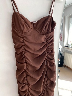 schickes, enges Minikleid Abendkleid Damenkleid braun Gr. S-M bershka Neuwertig!